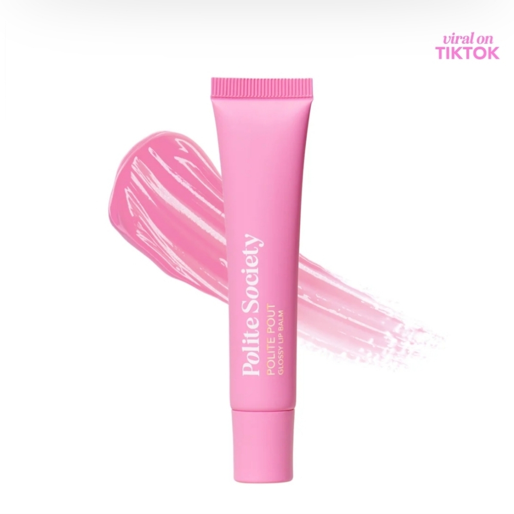 NWT Polite Society Polite Pout Glossy Lip Balm - Pink Grapefruit